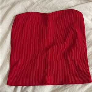 Dynamite Red Ribbed Tube Top